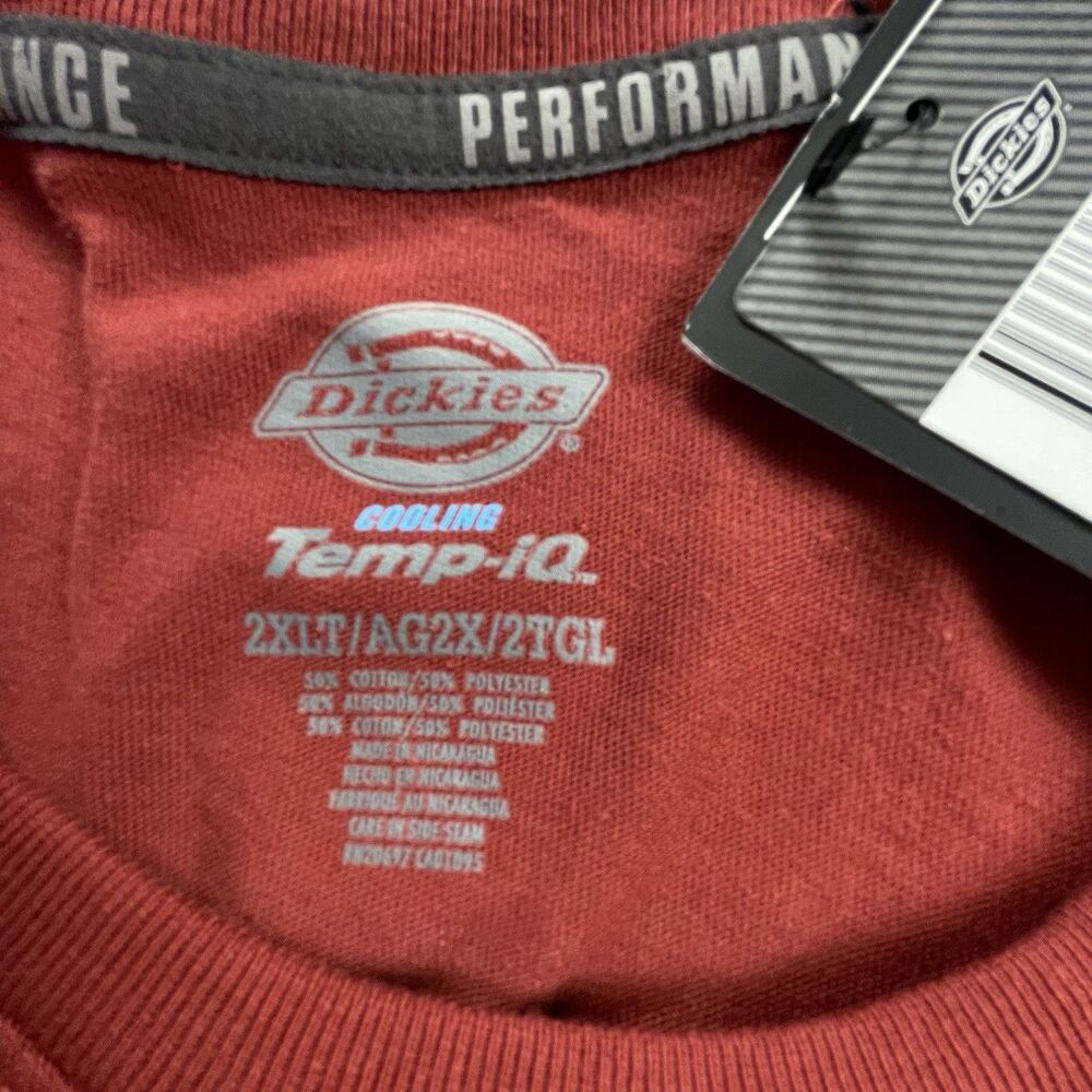 Dickies Cooling Temp IQ Shirt Mens 2XLT Red Pocket Tall Work Wear Performance - Picture 10 of 12